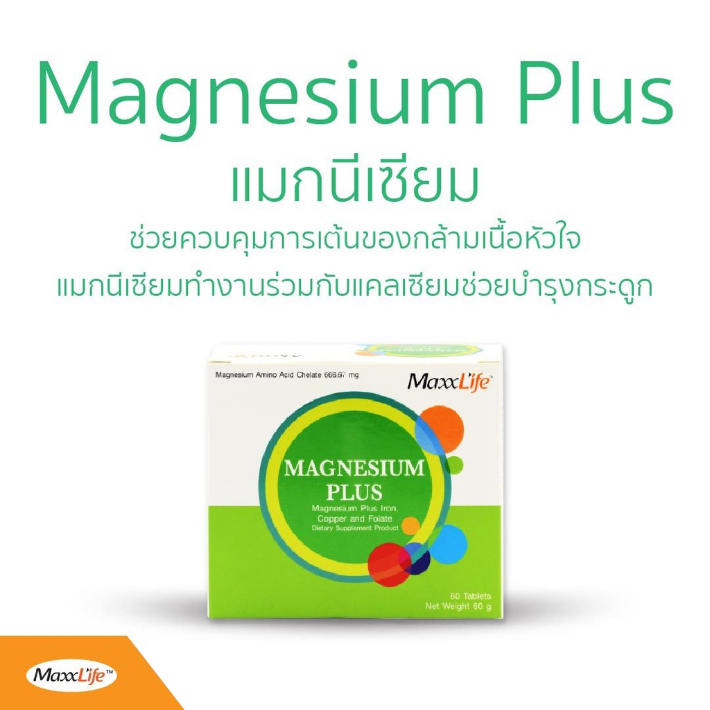 Well Being 750 บาท Magnesium Plus – แม็กนิเซียมพลัส Maxxlife (ขนาด 60 เม็ด) Health