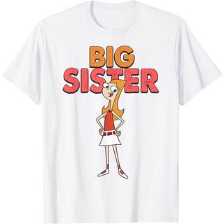 เสื้อยืดผ้าฝ้ายพรีเมี่ยม เสื้อยืด พิมพ์ลาย Disney Phineas And Ferb Big Sister