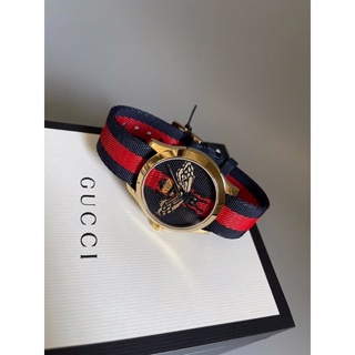 New🤍Gucci Watch สายไนลอน หน้าผึ้ง ขอบทอง ⚜️⚜️ ขนาด 38mm. 🇮🇹 มีใบรับประกัน สวย เรียบ หรู ราคาดีมากก