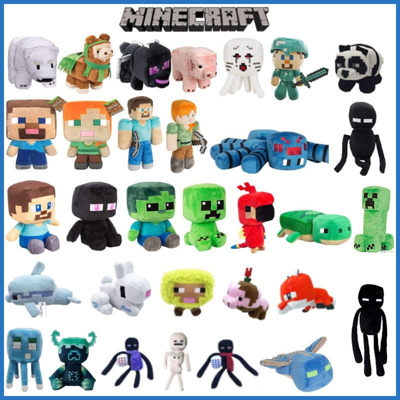 Minecraft Serises Plush Toys Minecraft Creeper Enderman Wolf Luminous Octopus Stuffed Toys Pixel Dol
