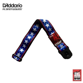 DADDARIO PLANET WAVES LOCK-STARS/STRIPES 50PLA10 GUITAR STRAP สายสะพายกีตาร์ 2" ไนลอน ปรับยาวได้ 89-150 ซม