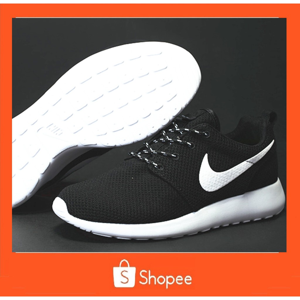 รองเท้าวิ่งชาย Nike แท้ 💯% 1 / หญิงสีดำและสีขาวรองเท้าลำลองสบาย Roshe Run ๆ-36-44
