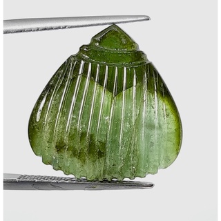 11.90 Ct การแกะสลัก ทัวร์มาลีน สีเขียว แท้ ธรรมชาติ Natural Green Tourmaline Carving Loose Gemstone For Fine Jewelry