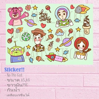 Sticker ลาย toy story ไดคัท pvc กันน้ำ ขนาด A4/A5/A6