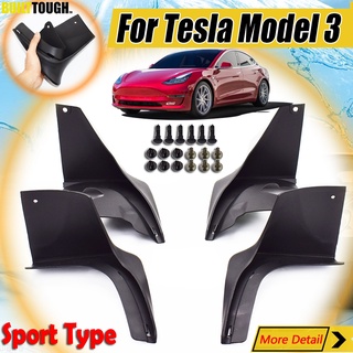 Tesla อุปกรณ์เสริมCar Mudflas For Tesla Model 3 2016 2017 2018 2021 Mud Flas Slash Guards Mudguards Mud Fla Front Rear F