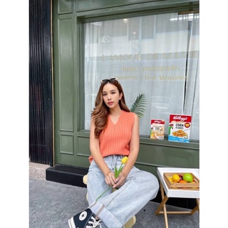 เสื้อไหมพรมคอวีผ้านิ่มใส่สบาย