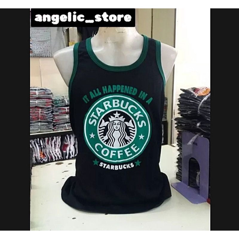 เสื้อกล้ามไทยแลนด์ เสื้อกล้ามสรีนลาย STARBUCKS เป็นผ้าCotton100% ผ้านิ่มยืดหยุ่นใส่สบายมี3สี 5ไซส์ F, M, L, XL, XXL