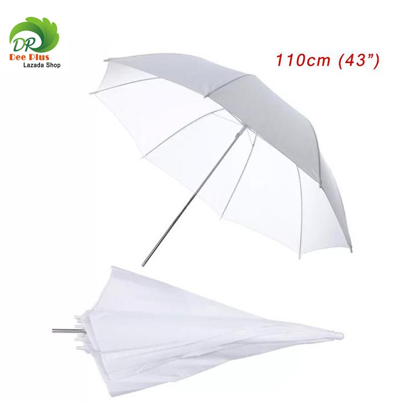 โปรโมชั่น ร่มทะลุสีขาว ร่มคุณภาพสูง 43นิ้ว / 110cm เนื้อร่มโปร่งแสง ผ้าเกรดสูงสำหรับถ่ายภาพบุคคล/การถ่ายภาพเสื้อผ้า White Umbrella ร่มสะท้อนแสง  ร่มทะลุสีขาว  ร่มสตูดิโอ