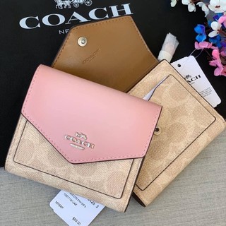 พร้อมส่งCoachแท้💯 Coach 31548 Colorblock Signature Canvas Small Wallet