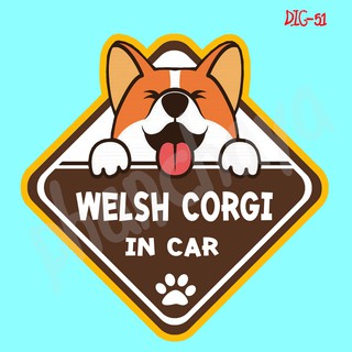 DIC51 สติ๊กเกอร์ ติดรถ Welsh Corgi Dog In Car สติ๊กเกอร์ติดรถ แต่งรถ car sticker