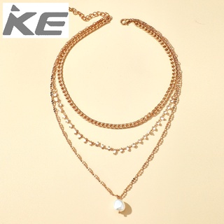 Frigid jewelry popular pearl tassel stacked 3-necklace collarbone chain for girls for women lo
