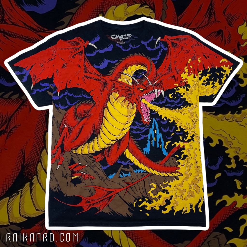 VTGH8 อัศวิน กับ มังกรแดง – Knight and Red dragon / Liquid Blue T-shirt