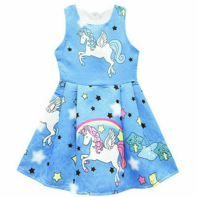 SUKI Unicorn Blue Dress ไซส์ 100/3y, 110/4y, 120/5y, 130/6y