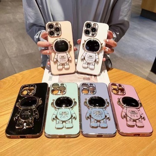 เคส Huawei Y9 2019 Y7 Pro 2019 Y8P Y6 Pro 2019 Y7A Y6P Y7 2019 Y9 Prime 2019 Straight Edge 90 ° Astronaut Bracket Electroplated โทรศัพท์มือถือ