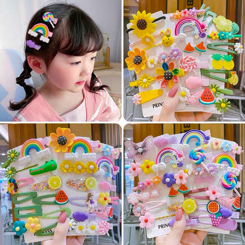 ชุดกิ๊บติดผม ลายการ์ตูนเจ้าหญิงน่ารัก DIY เครื่องประดับแฟชั่น สําหรับเด็ก