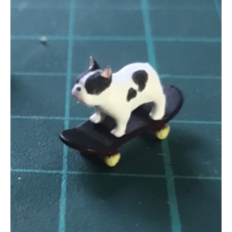 1:64เฟรนบูลด๊อกขี่สเก็ตบอร์ด3DResinPrinting