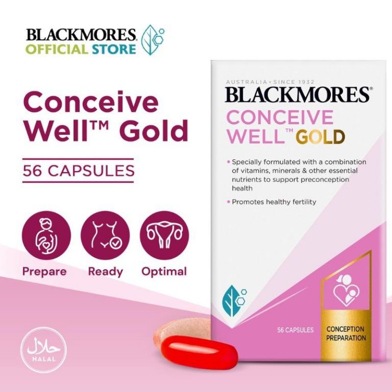 Exp.8/25 ของแท้ Blackmores Conceive Well Gold วิตามินบำรุงรังไข่มดลูก เพื่อเตรียมตั้งครรภ์ มีลูก bla