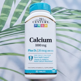 Calcium 1000 mg + D3 (800 IU) 90 Tablets (21st Century) แคลเซี่ยม วิตามินดี3 บำรุงกระดูก