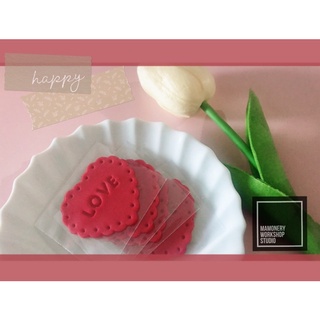 ⭐️น้ำตาลตกแต่งเค้ก หัวใจปั๊มlove ❤️สีแดง ❤️ 🌟ขนาดแพค 4ชิ้น/52฿