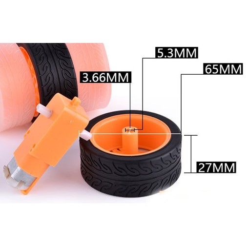 Rubber Wheel Robot 65 มม ล้อยาง ล้อหุ่นยนต์ ส้ม สำหรับ มอเตอร์เหลือง และ หุ่นยนต์ - รูปที่ 3