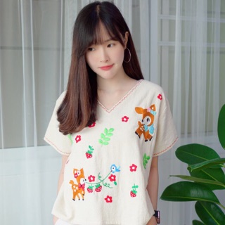 เสื้อปักมือกวางน้อยสุดน่ารัก