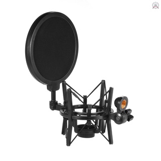 Univerdal Plastic Condenser Microphone Mic Shock Mount Holder Bracket Anti-vibration with Pop Filter for On-line Broadca