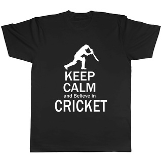 [S-5XL] เสื้อยืด ผ้าฝ้าย 100% พิมพ์ลาย Keep Calm And Believe In Crickets สําหรับผู้ชาย