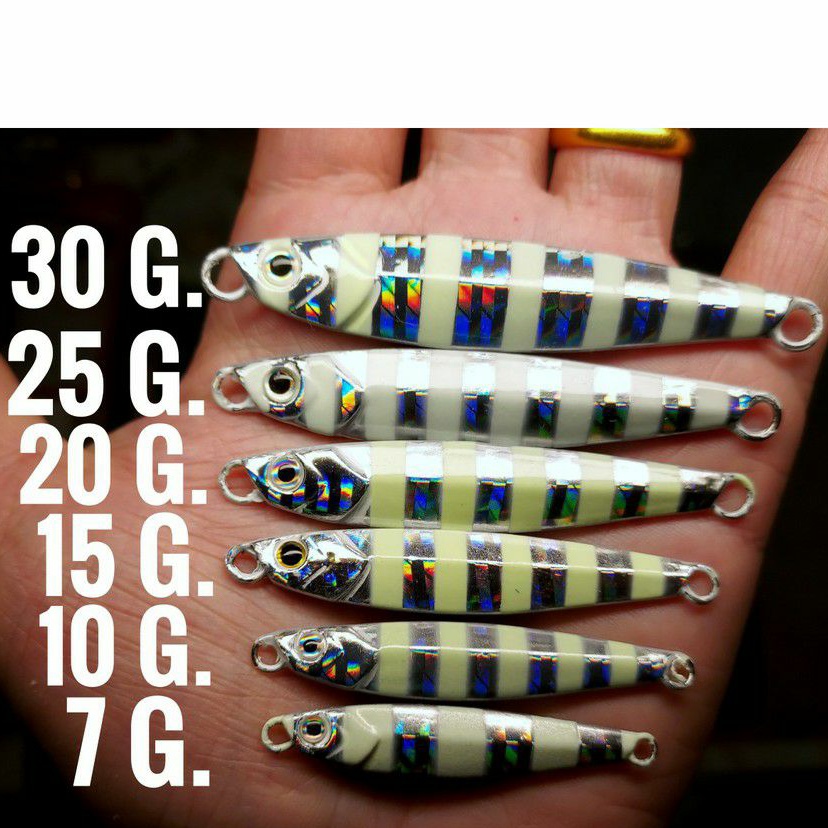 เหยื่อไมโครจิ๊กทรงยอดนิยมม้าลายเรืองแสงไมโครจิ๊ก5-30 กรัมmicrojig5-30 g ราคาประหยัด ราคาถูก ใช้ได้ผลดี ราคา ถูกที่สุด ดีลบีเคเค