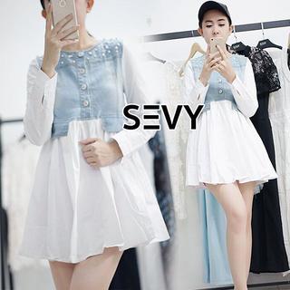 🎉Sevy Mix Genda Denim Pearl Long Sleeve Shirt