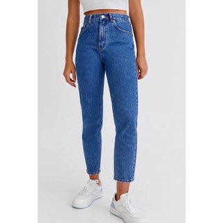 PULL&amp;BEAR Mom fit jeans กางเกงยีนส์ทรงมอม สียีนส์เข้ม เอวสูง งานสวย ชนช้อป ป้ายครบจ้า