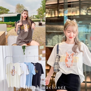 พร้อมส่ง🐾 เสื้อยืด โอเวอร์ไซส์ Oversize สไตล์เกาหลี งานสกรีน Corgi🦴 รหัส 809