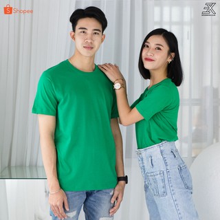 Expogarment เสื้อยืดสีเขียวสด คอกลม คอวี คอตตอน100%  ไม่มีตะ…