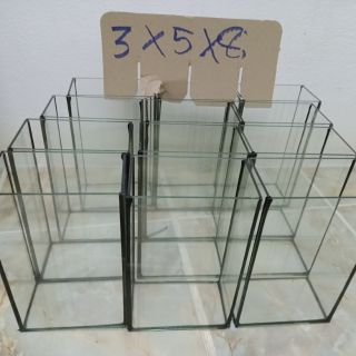 โหลปลากัด เหลี่ยมปลากัด ตู้ปลา 3×5×8 ชุด10ใบแถมกันแตก2ใบ รวม12ใบ