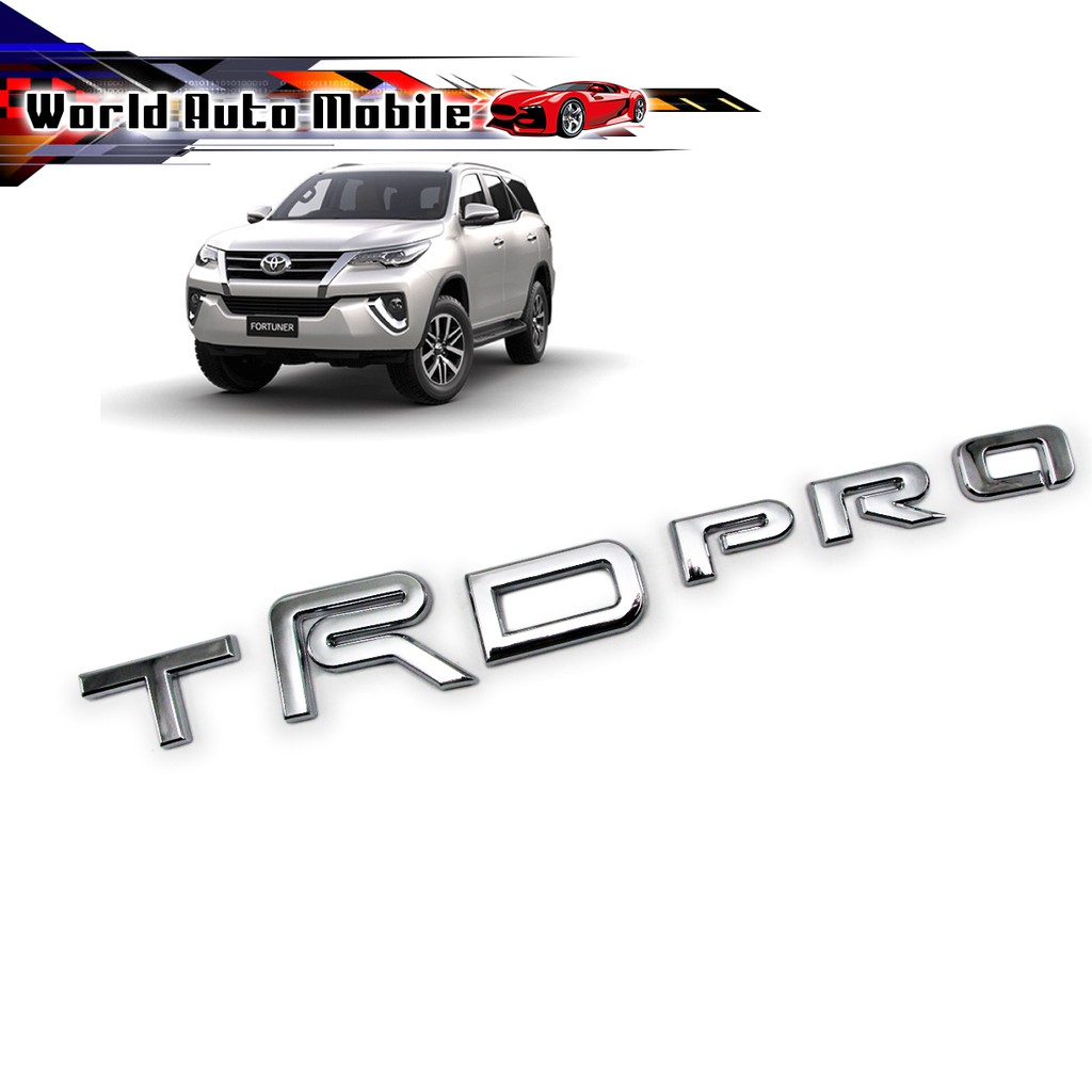 โลโก้ Logo "TRD PRO" สี Chrome Hilux Camry Fortuner Corolla Toyota 2, 4 ประตู ปี2000-2020