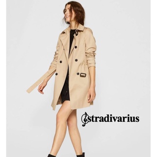 Stradivarius : Beige Lapel collar trench coat (เสื้อโค้ทตัวยาวสีเบจ)