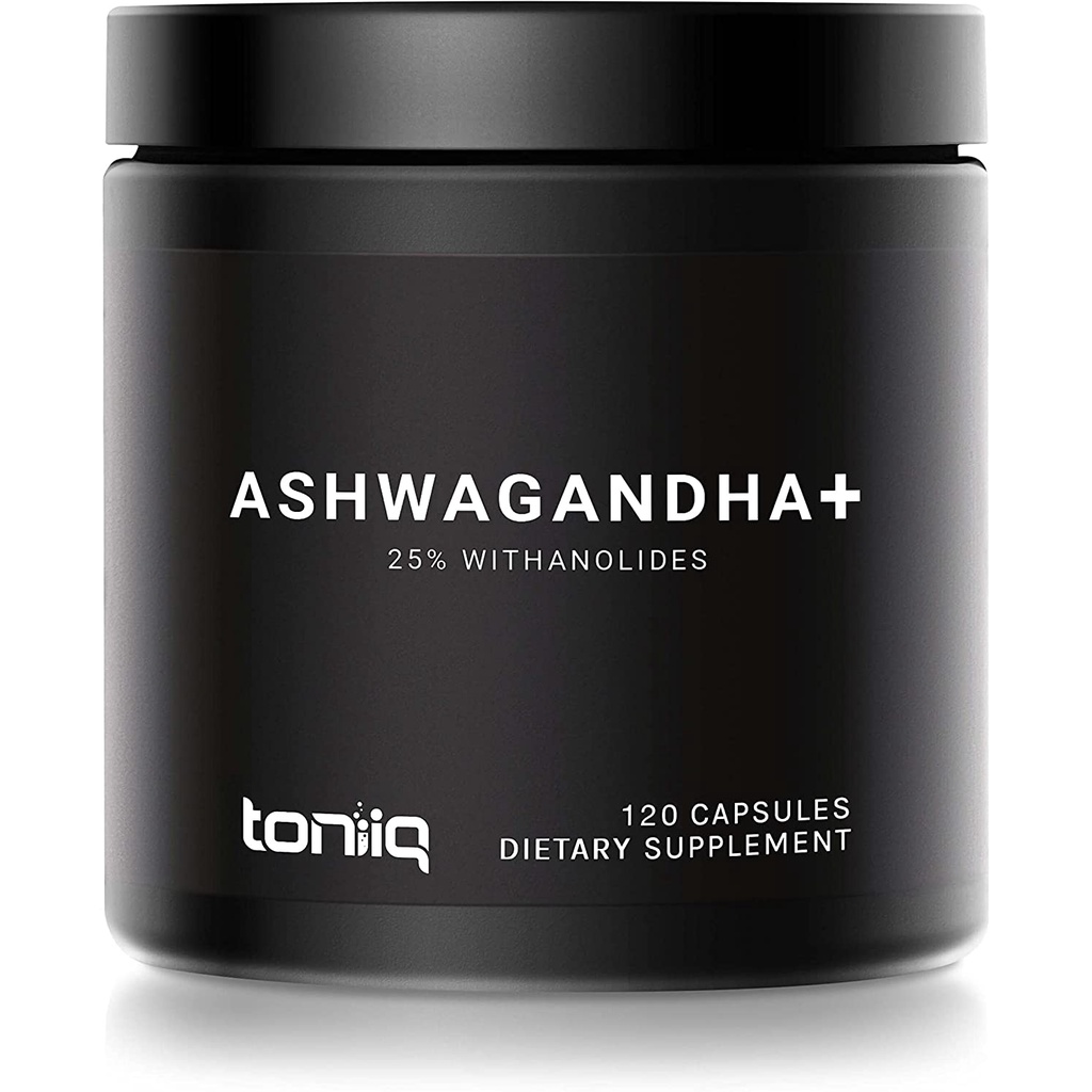 Toniiq Ashwagandha + Withanolides 25% 120Capsule โสมอินเดีย เข้มข้น40เท่า วิทาโนไลด์ ต่อมไทรอยด์ ต่อมหมวกไต ลดความเครียด
