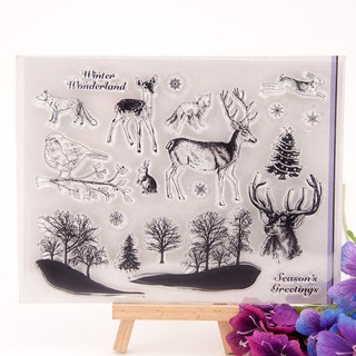 ❤❤Deer Birds Transparent Clear Silicone Stamp DIY Scrapbooking Photo Album Decor