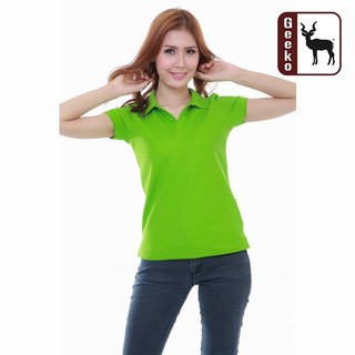 เสื้อโปโล Geeko ตรากวาง สีเขียวสะท้อน ผู้หญิง