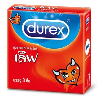 **ไม่ระบุชื่อสินค้าหน้ากล่อง**    ถุงยางอนามัย Durex Love ดูเร็กซ์ เลิฟ 1 กล่อง  (3 ชิ้น )