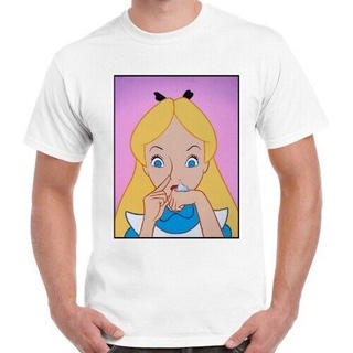 เสื้อยืดลําลอง แขนสั้น พิมพ์ลาย Alice Wonderland Cocain drug สวมใส่สบาย สําหรับผู้ชายS-5XL