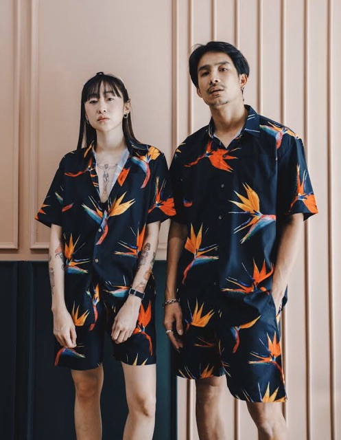 เสื้อฮาวายลายดอกไม้ bird of paradise