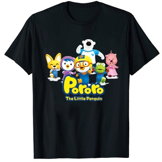 เสื้อยืดผ้าฝ้ายพรีเมี่ยม เสื้อยืด พิมพ์ลายการ์ตูนเพนกวิน Pororo