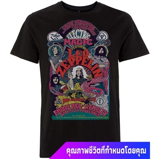 เสื้อยืดคอกลมcrew neckผู้ชาย Led Zeppelin - Full Colour Electric Magic T Shirt sale เสื้อยืดผ้าฝ้ายS-4XL