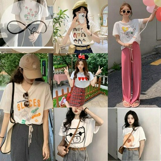 เสื้อยืดลายการ์ตูน ฟรีไซส์ TS เสื้อผ้าแฟชั่น ผ้าคอตตอนผสม ใส่ได้ทั้งหญิง-ชาย สไตล์เกาหลี