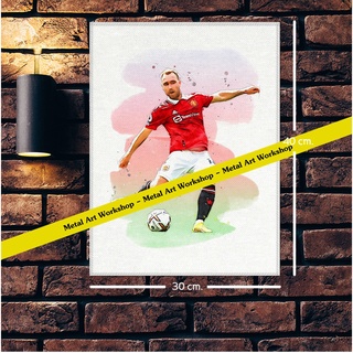 โปสเตอร์ ผ้าแคนวาส Manchester United Christian Erikse แนวภาพวาดศิลปะนักบอลสวยๆ