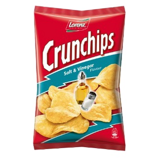 (แพ็ค3)Crunchips Sea Salt &amp; Vinegar Potato Lorenz 100 g/เกลือทะเลและน้ำส้มสายชูมันฝรั่ง ลอเรนซ์ 100 กรัม