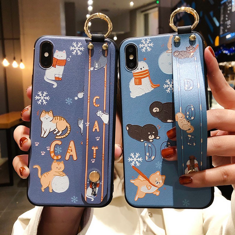 เคสโทรศัพท์มือถือ ลายการ์ตูนแมวน่ารัก พร้อมสายคล้องมือ สําหรับ Samsung Galaxy note 8 9 10 plus lite note20 ultra s8 s9 s10 s20 plus s21 s22 s23 ultra s20fe s21fe