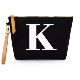 กระเป๋าผ้าลายอักษร ALPHABET CLUTCHES POUCH BLACK “K”