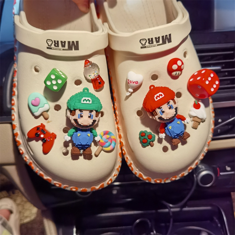 น่ารักคุกกี้ไอศกรีม Jibits croc ชุด Super Mario เกม Jibbits Chain Macaron รองเท้า Charms เกมคอนโซล Jibitz Crocks สําหรับเด็กรองเท้าอุปกรณ์เสริมตกแต่ง
