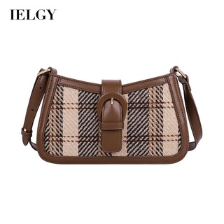 IELGY womens french niche retro plaid messenger bag